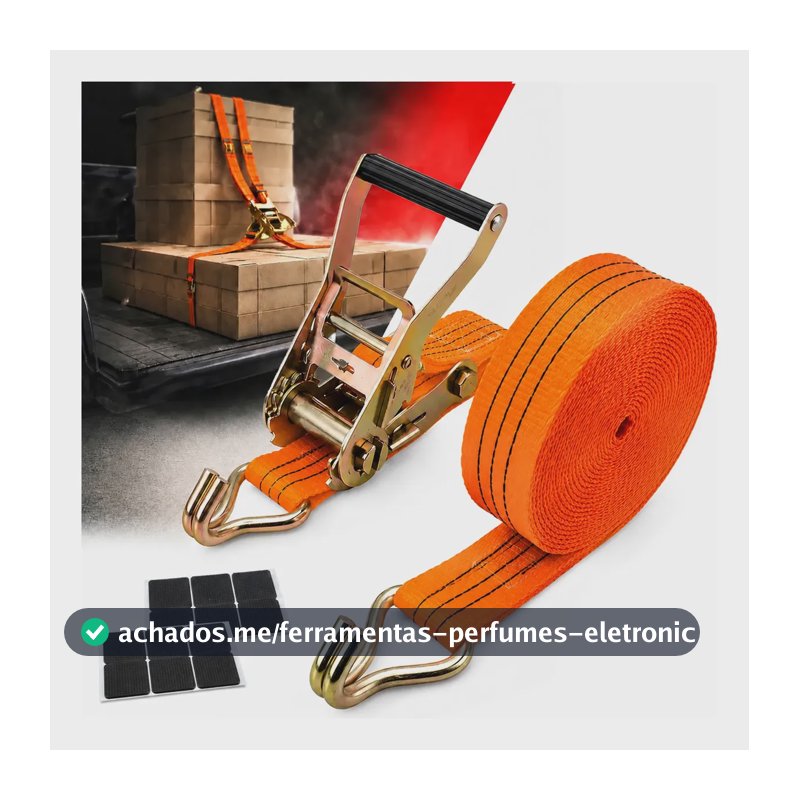 2 Kit Cintas Catraca Amarração Pequena 2t  5m Carga Reforçad Laranja