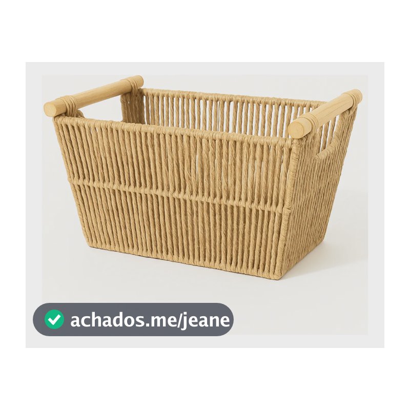 Cesto Organizador De Fibra Natural Com Alça Bambu Decoração Natural
