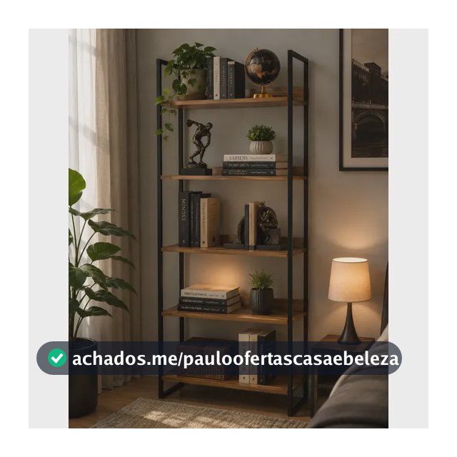 Estante Multiuso Industrial 5 Prateleiras Organizador Sala Laminado Com Preto