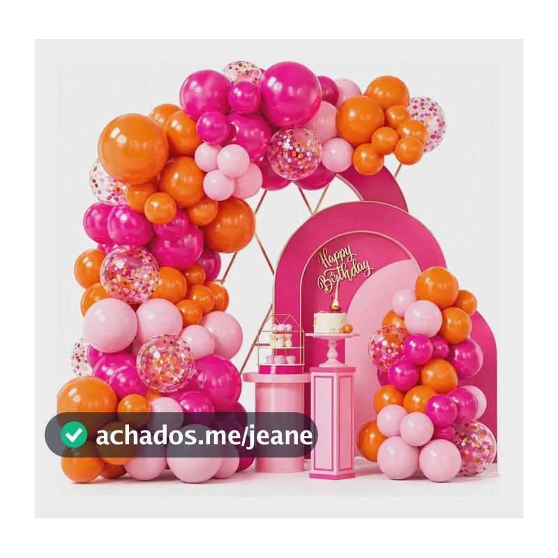 Kit Balões Rosa Arco Desconstruido Laranja Bexiga Pink