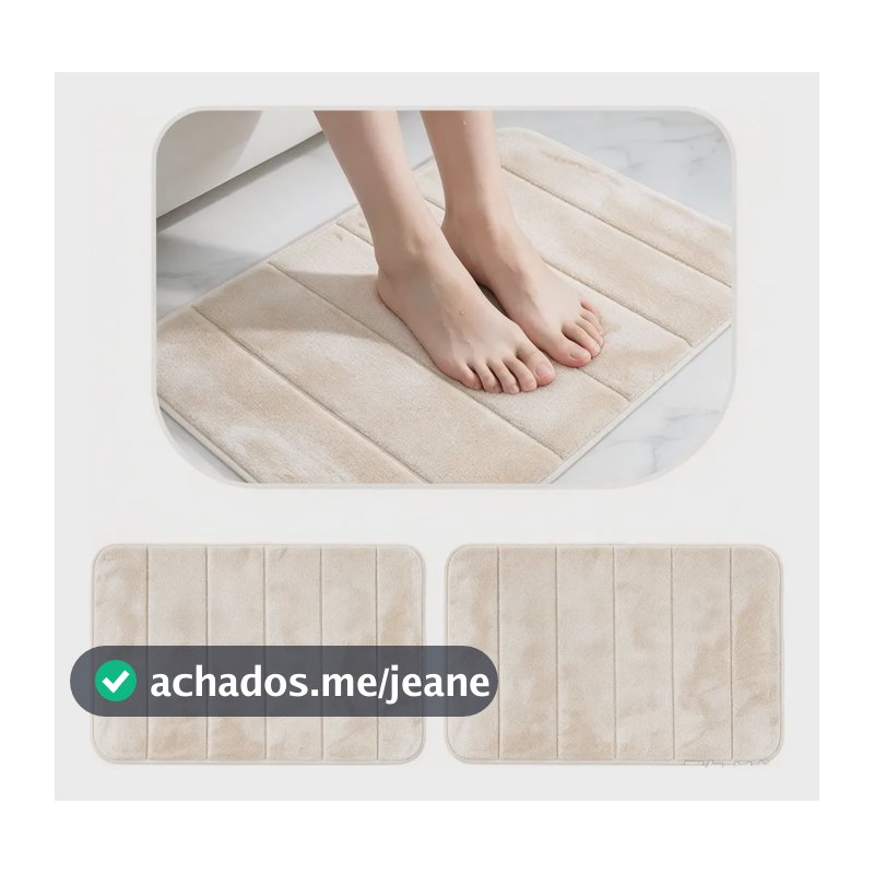 Kit 2 Tapete Banheiro Absorvente Soft Antiderrapante 40x60cm Marrom