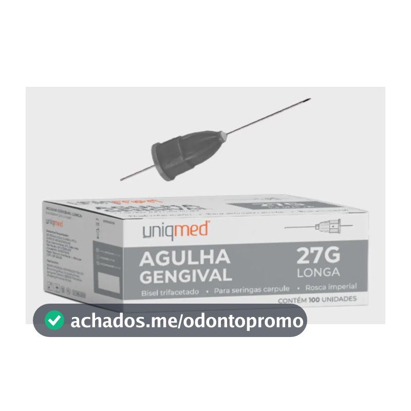 Agulha Gengival Longa 27g Carpule 0,40x35 - Uniqmed Cx 100un