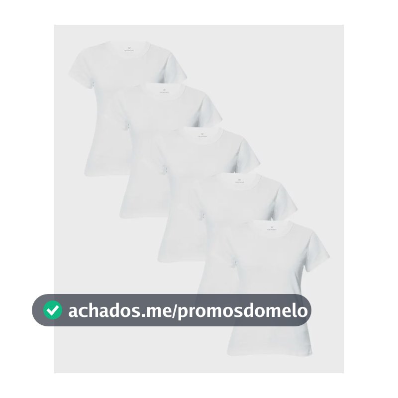 Kit 5 Camisetas Feminina Manga Curta Branca Hering Branco Liso G