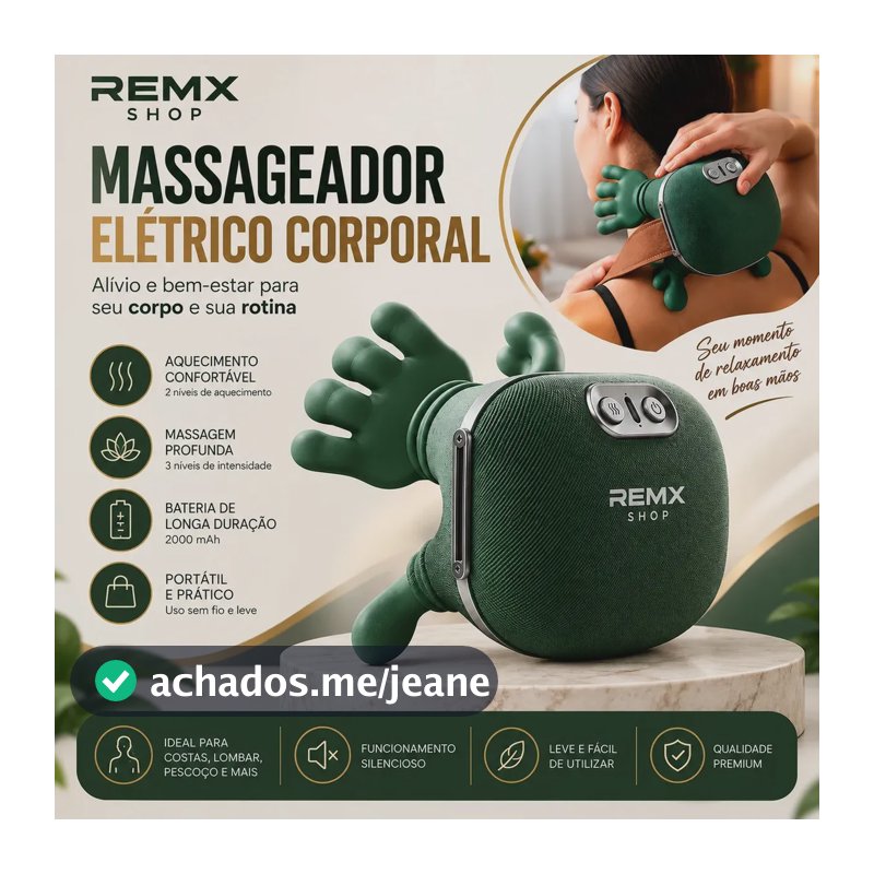 Massageador Pescoço Mãozinha 3D Ombro Recarregável Elétrico Com Aquecimento Massagem Relaxante Liberação Alivio Muscular Portátil Sem Fio REMX SHOP