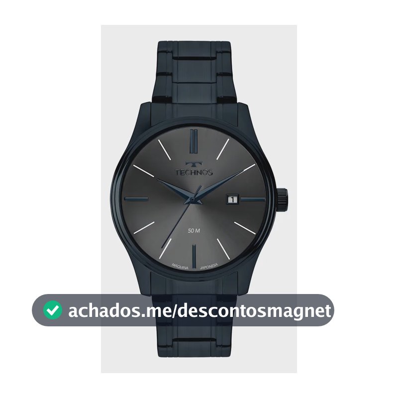 Relógio Technos Masculino Steel Azul - 2115ubt/1f Bisel Cinza