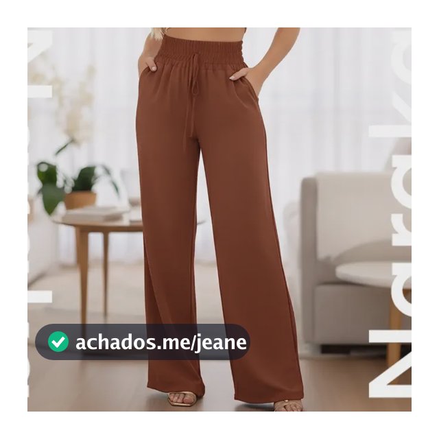 Calça Feminina Pantalona Duna Wide Leg Cintura Alta