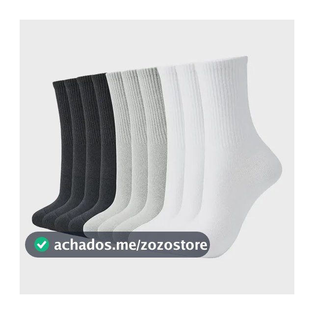 Kit 12 Pares Meia Cano Medio Academia Alto Longo Sport Cores Mista Masculina Liso 40-46 Cano Médio