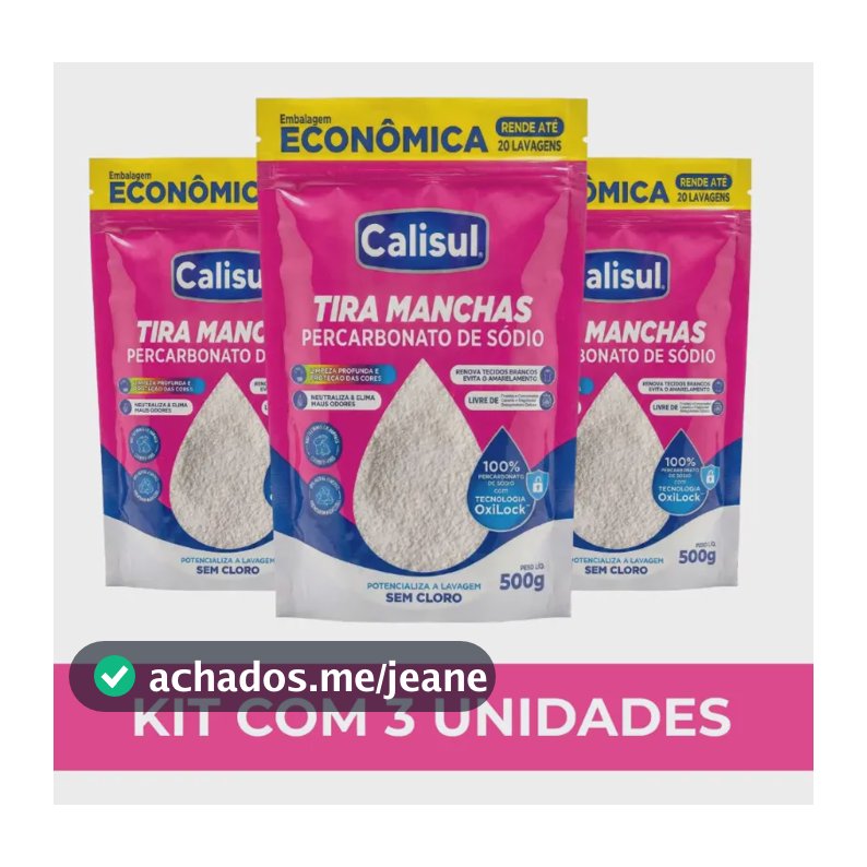 Kit 3 Percarbonato De Sódio Calisul Tira Manchas