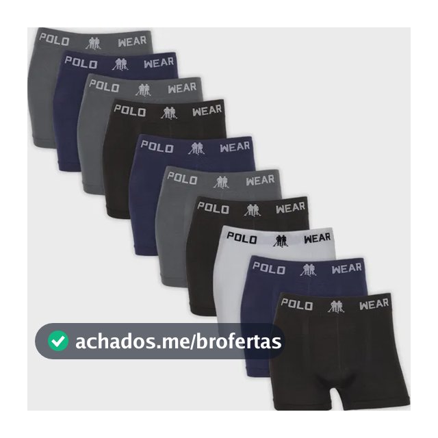 Kit 10 Cuecas Masculinas Boxer Microfibra Polo Wear Sortido