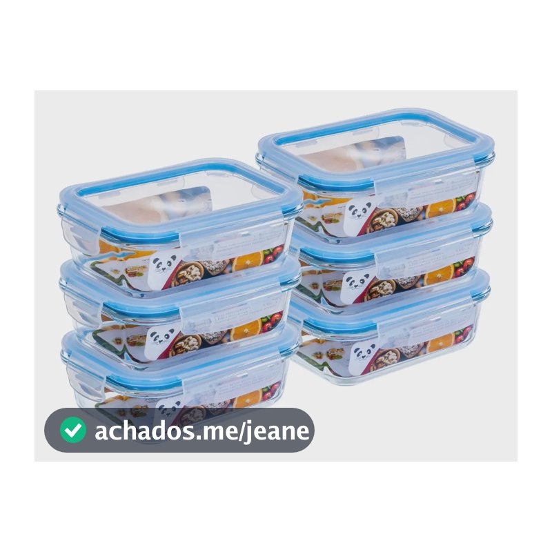 Conjunto 6 Pote Vidro Hermético Marmita Tampa Plástico 640ml