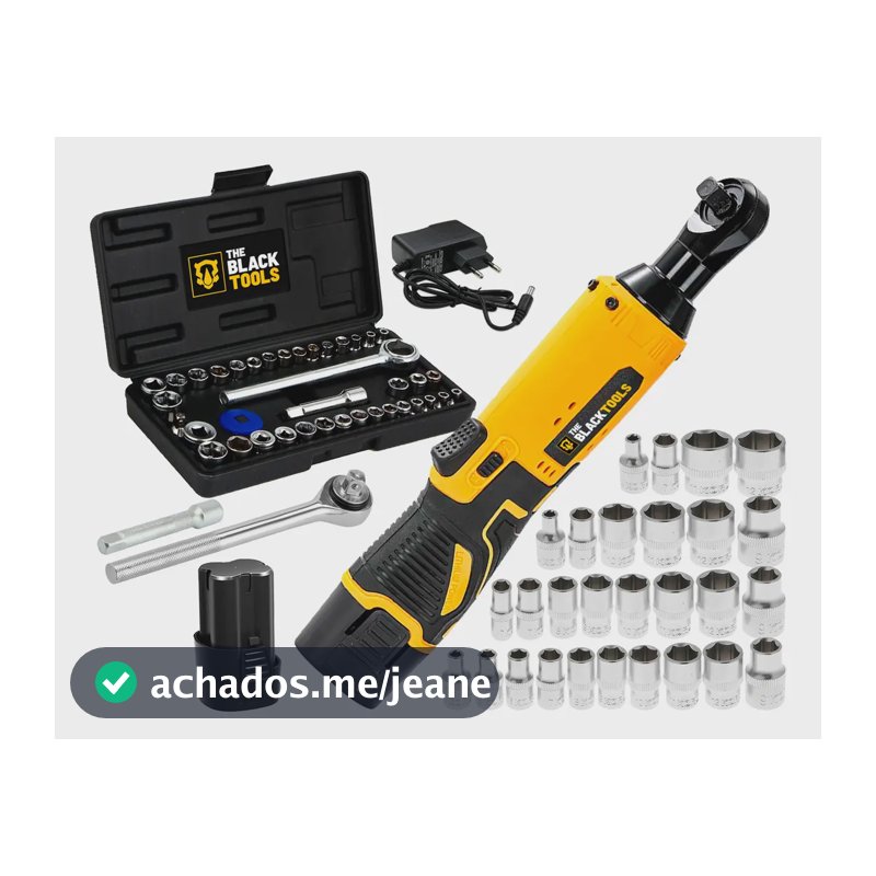 Chave Catraca A Bateria 12v 3/8pol 45 Nm Bcc120 + Jogo De Soquetes 40 Peças The Black Tools 110v/220v