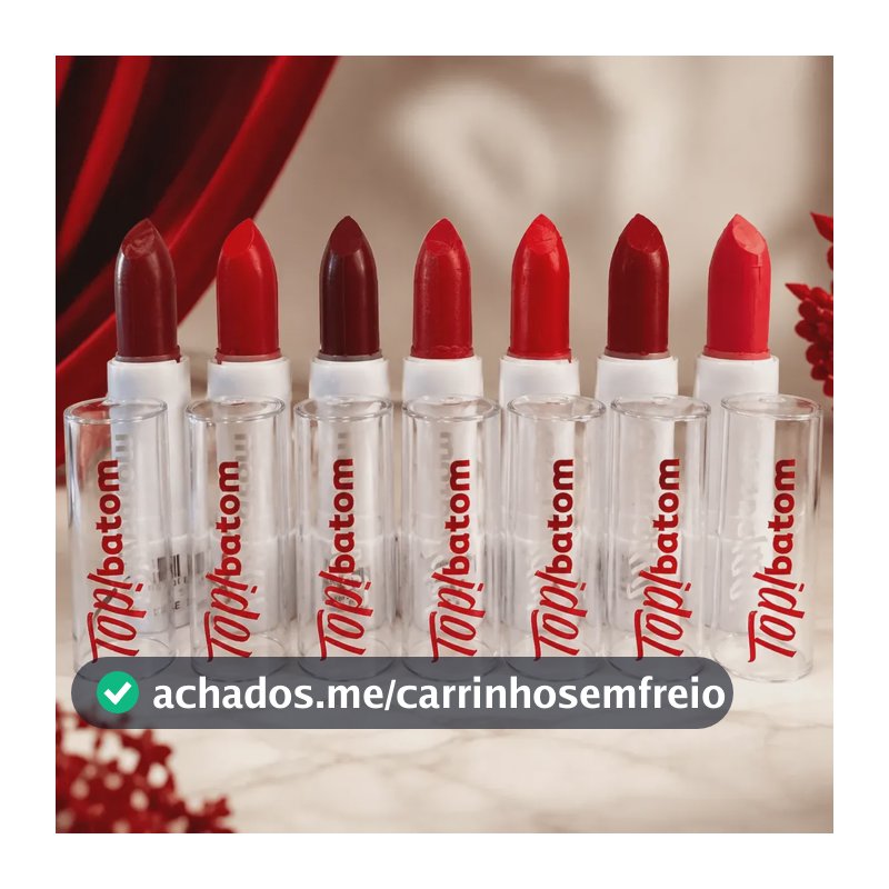 7 Vermelhos Capitais Batom Top! Cremoso Bastão Kit 7 Unidade Vermelho