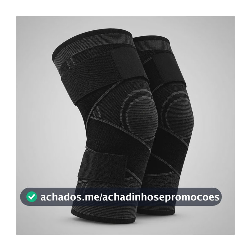 Par Joelheira Ortopédica Compressão Preta Crossfit Corrida Preto Único