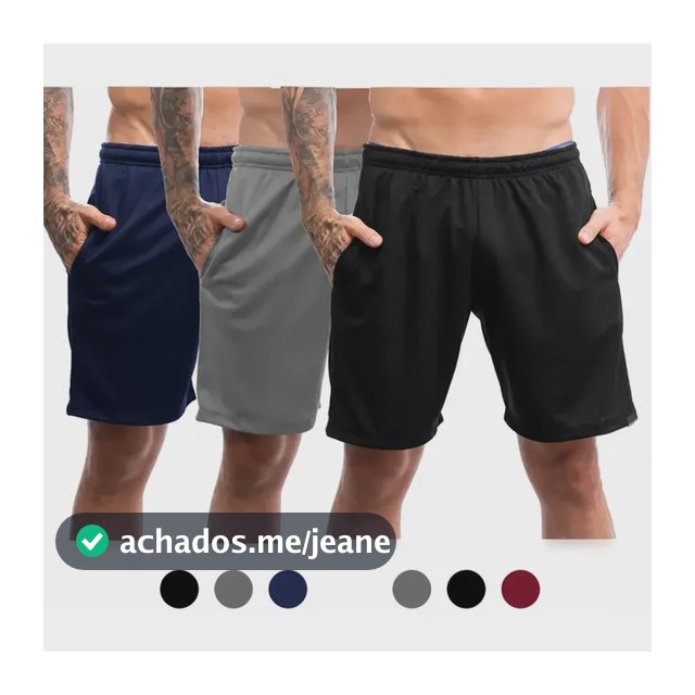 Kit 3 Shorts Academia Masculina Dry Fit Com Bolsos