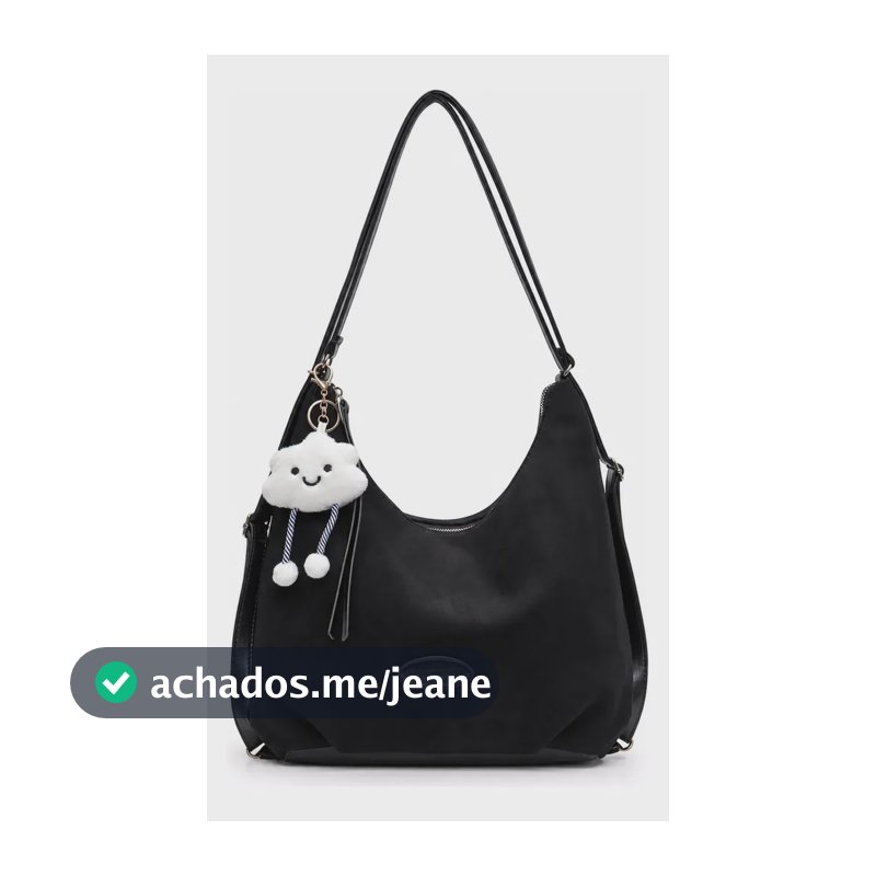 Bolsa De Ombro Tote Feminina Camurça Grande Elegante Mochila Preto
