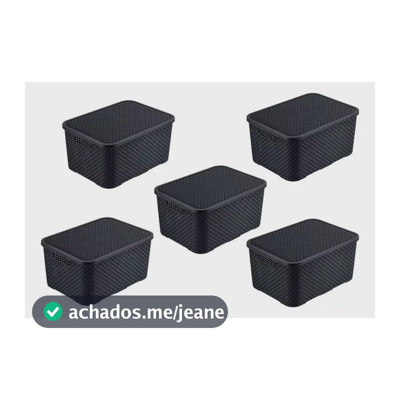Kit 5 Caixas/cesto Organizador Rattan Preto - 7l Promoção