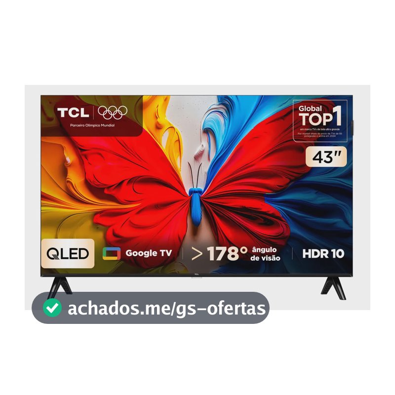 Smart Tv Tcl 43 Polegadas Qled Full Hd S5k Wifi Bluetooth Google Tv 2 Hdmi Hdr10 Dolby Audio 43s5k