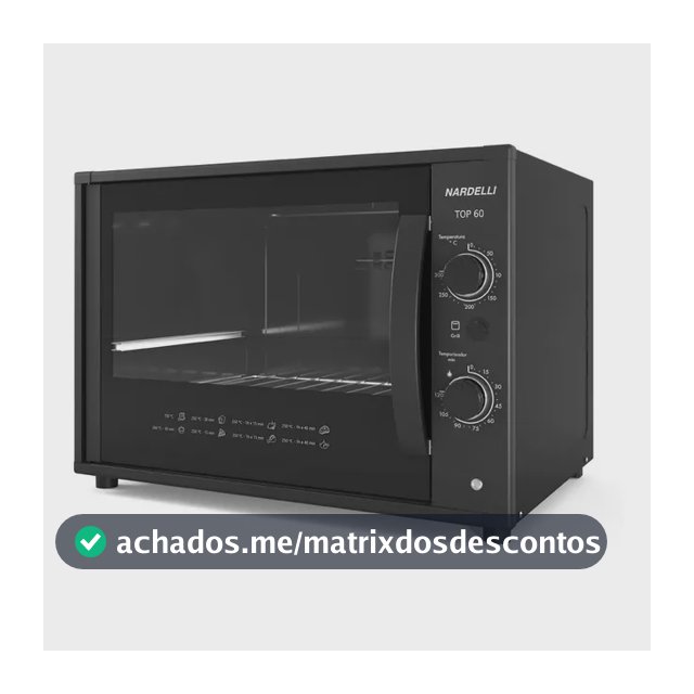 Forno Elétrico De Bancada Nardelli 60 Black 60 Litros Cor Preto