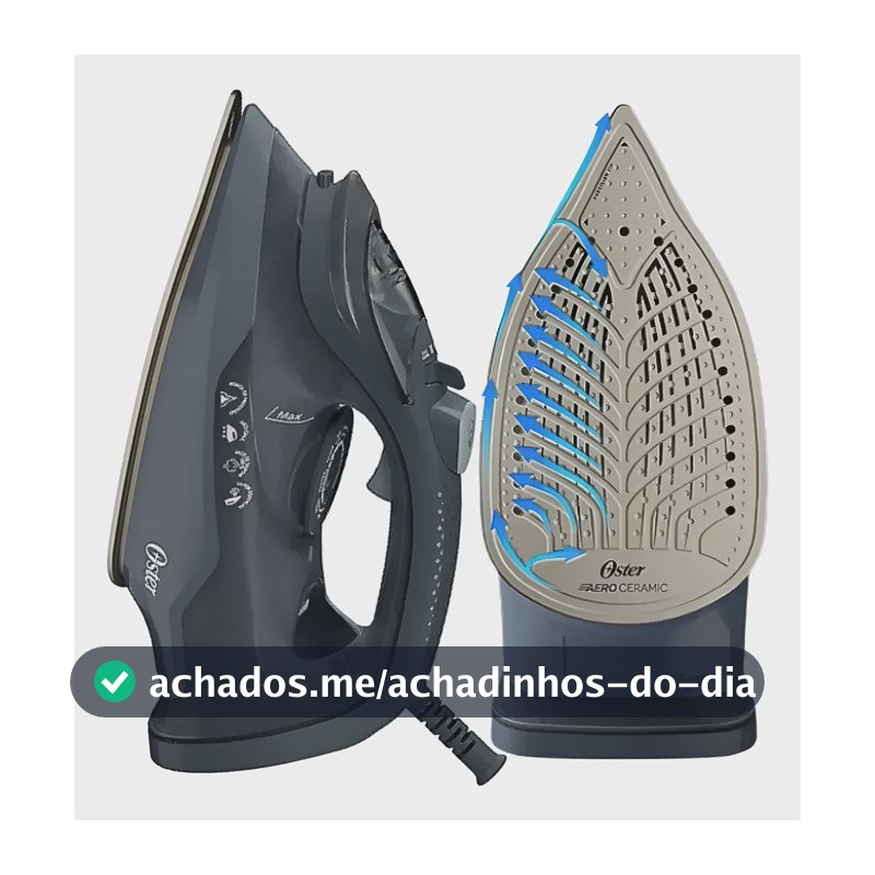 Ferro A Vapor Cerâmica Oster Linha Aeroceramic Compacto Preto 127v