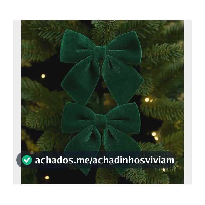 Laço Natalino Veludo Decoração De Árvore Natal 25x30 / 30x35 Verde 2 Peças 12x14cm Cz0808
