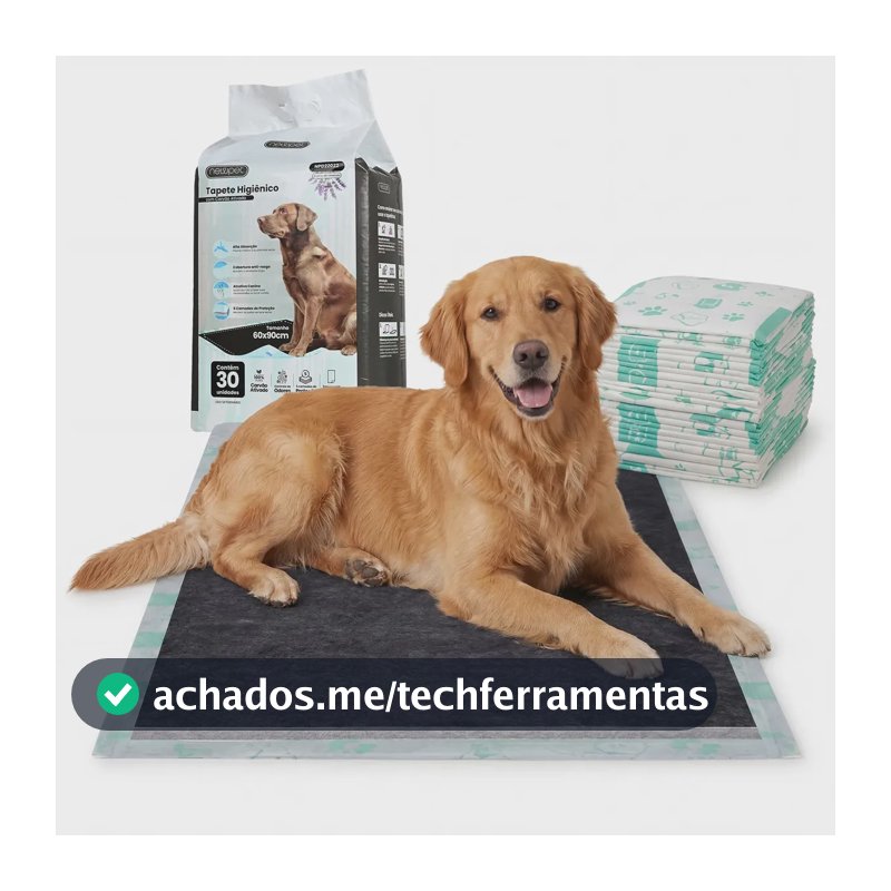 Newpet Tapete Higiênico com Carvão Ativado e Lavanda 80x60cm 30un | Neutraliza Odores | Anti Vazamento | Feromônios | Adesivo Fixador