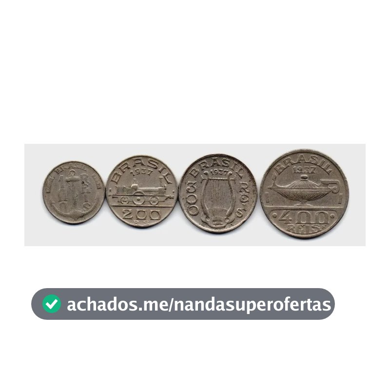 Lote 4 Moedas Antigas Réis Brasileiros Ilustres 1937