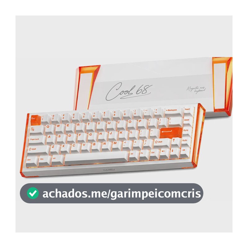 Teclado Gamer Magnético 8000hz Rapid Trigger 0,01mm Hot Swap Switch Shadow Blade Cool68 Led Rgb Dareu Blazing Orange