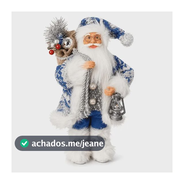 Papai Noel Decorativo Em Tricô Azul 35 Cm