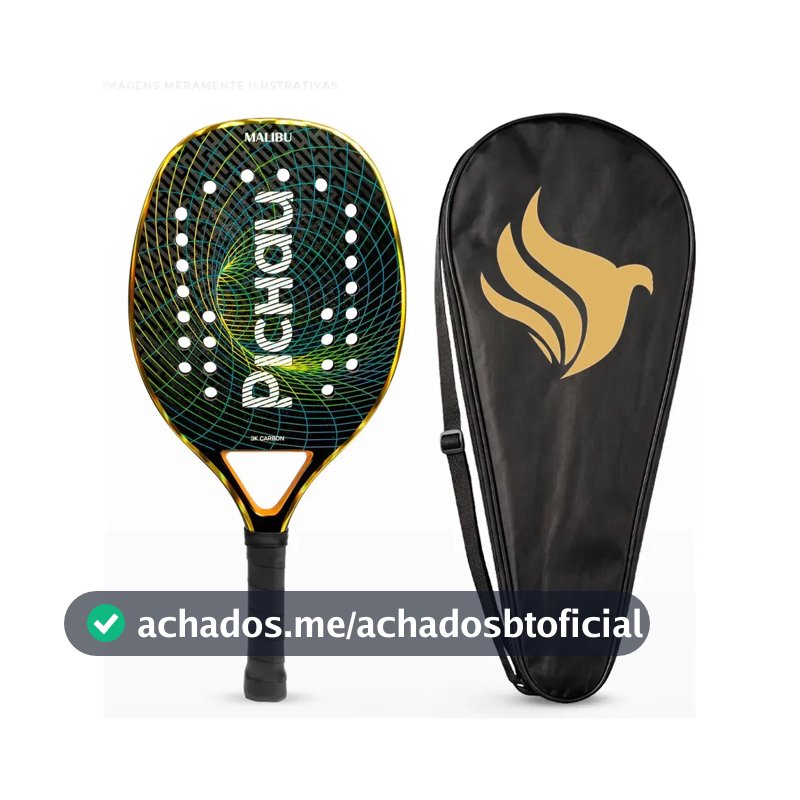 Raquete Beach Tennis Pichau Malibu, Carbono 3K, EVA 15, Leve 310 a 320g, Alto Conforto e Potência