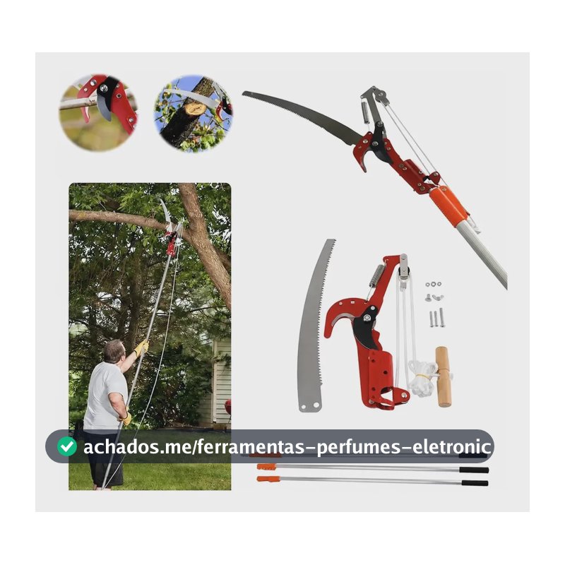 Podador Profissional 2 Em 1 Serra E Tesoura Cabo 3m Vermelho