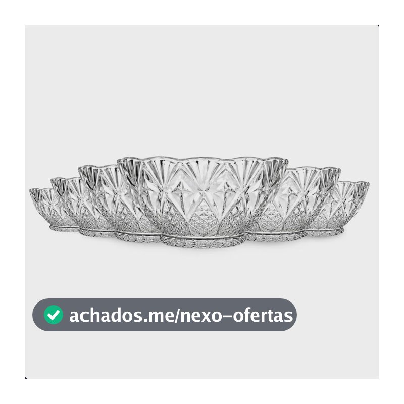 Jogo De Sobremesa Tigela Bowl 6 Em Vidro Desenhado Transparente