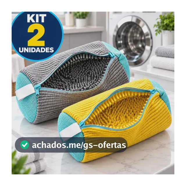 Kit 2 Sacos para Lavar Tênis e Sapatos na Máquina com Zíper Reforçado proteção dos calçados Fibras e cerdas macias Lupita