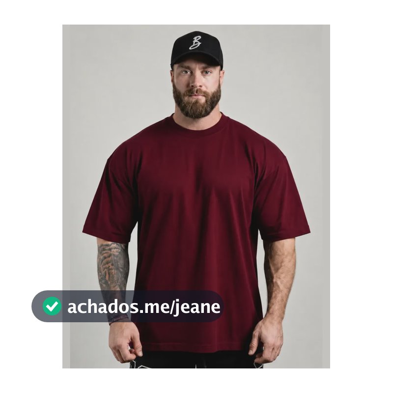 Camiseta Oversized Para Treino E Casual 100% Algodão Premium Bordô G1 (62-80)