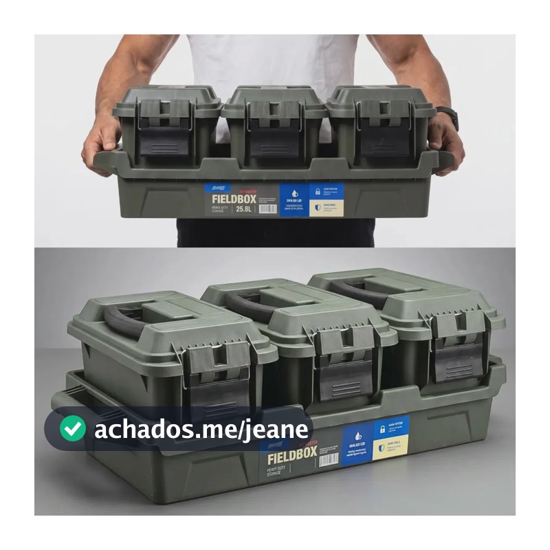 Kit 3 Caixas Organizadoras Americanvek Master Tática 25,8L com Bandeja para Ferramentas e Camping