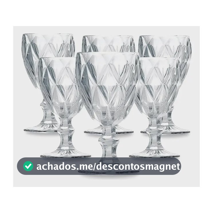 Conjunto de Taças de Vidro 340ml Diamond Line - 6 Peças Transparente