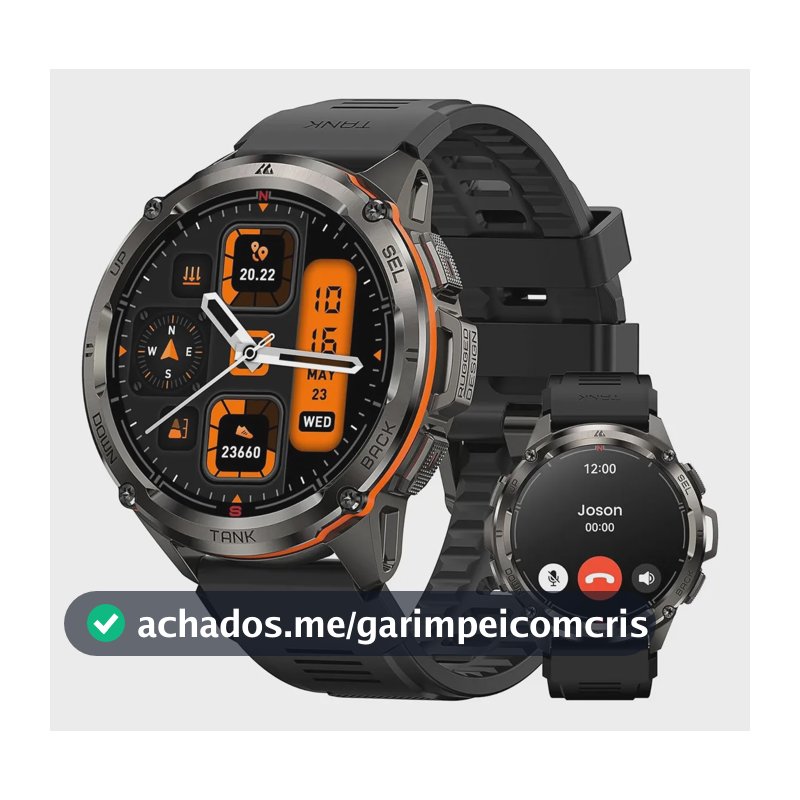 Smartwatch Kospet Tank T3 Ultra Masculino, Com GPS e Tela AMOLED de 1.43"