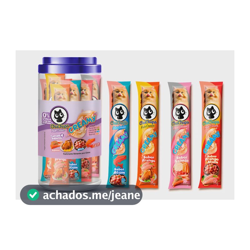 Petisco Gatos Chuchups Cream Pote Sortido Com 24 Sachês