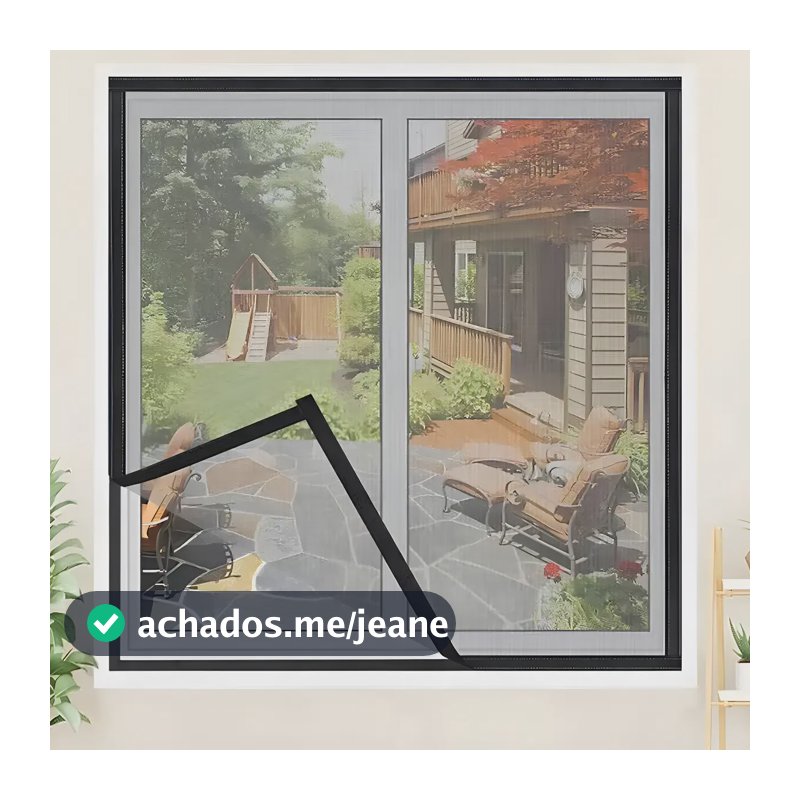 Tela Mosquiteira Fibra De Vidro Com Velcro 120x100 Cm Cinza