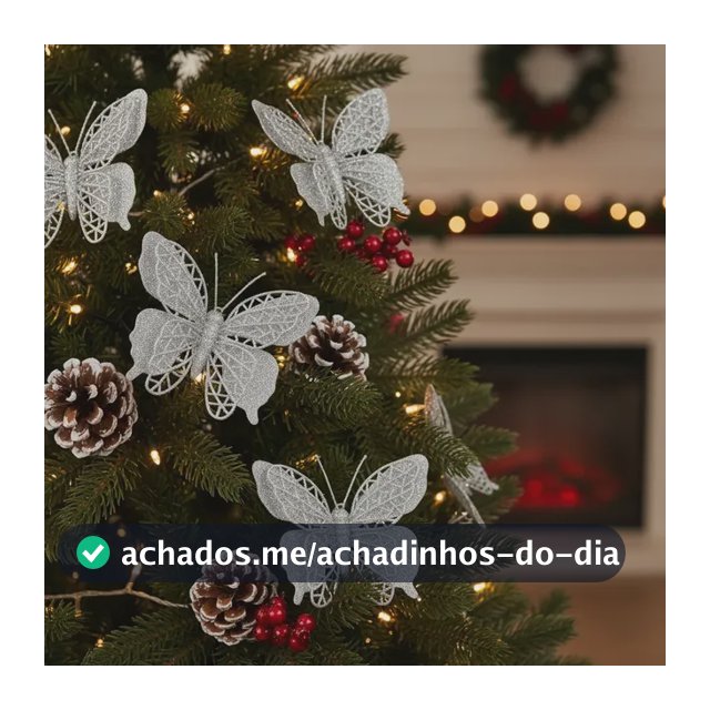 Kit 6 Borboletas 10 Cm Brilhantes Enfeite Árvore De Natal