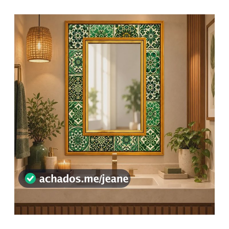 Espelho Decorativo Grande Com Moldura Madeira Dourado