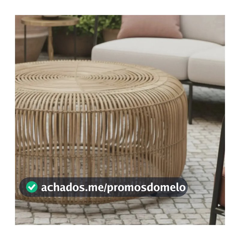 Mesa Centro Laiso Rattan Trançado Bahali 60x40cm