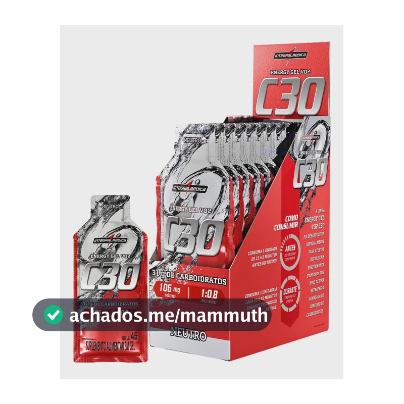 Pack 10 Unidades Suplemento Energy Gel VO2 C30 Energy Neutro Integralmédica