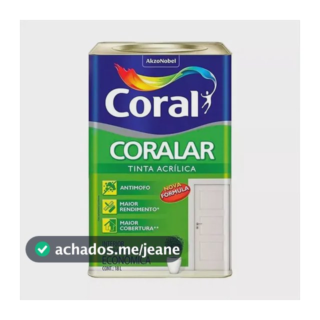 Latex acrílica tinta coral anti mofo branco 18l coralar branco fosco