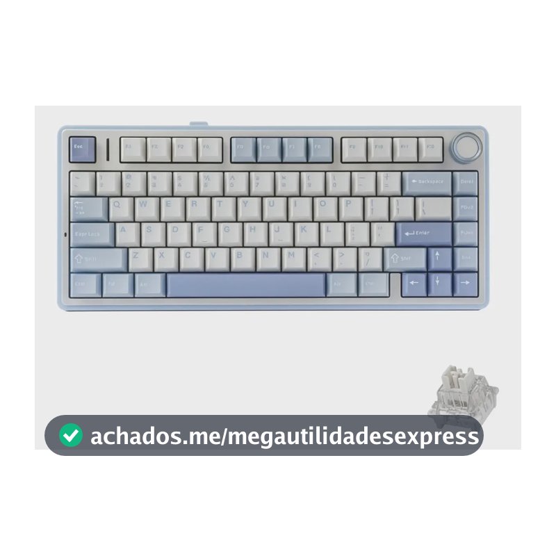 Teclado Aula F75 Sem Fio Mecânico Tri Mode Hot Swap Cor de teclado Azul Sal Marinho Idioma Inglês US