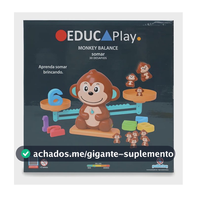 Jogo Educativo Balança Macaco Aprenda Somar Polibrinq 3+ anos