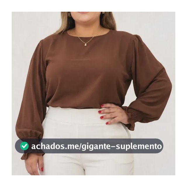 Blusa Feminina Manga Longa Plus Size Alfaiataria Elegante