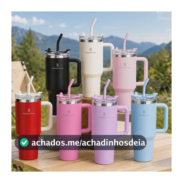 Copo Térmico Gigante 1,2l Inox Com Tampa E Inox Canudo
