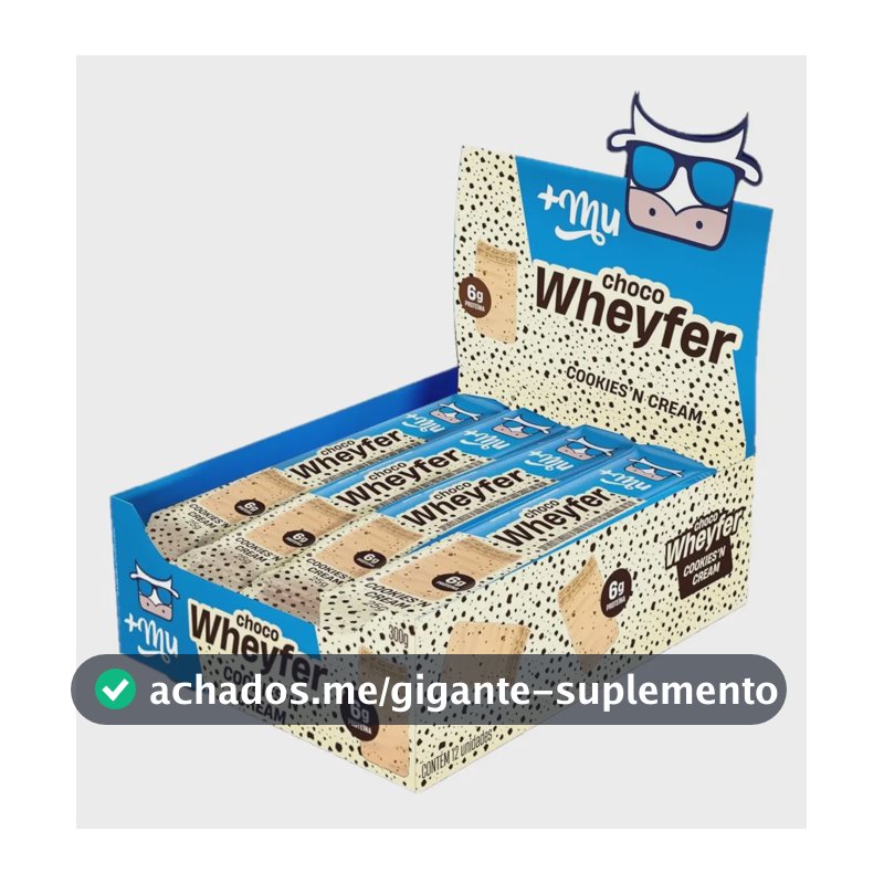 Whey protein +Mu Chocowheyfer Cookies em barra de cereais sabor Biscoitos x 25g 12 un