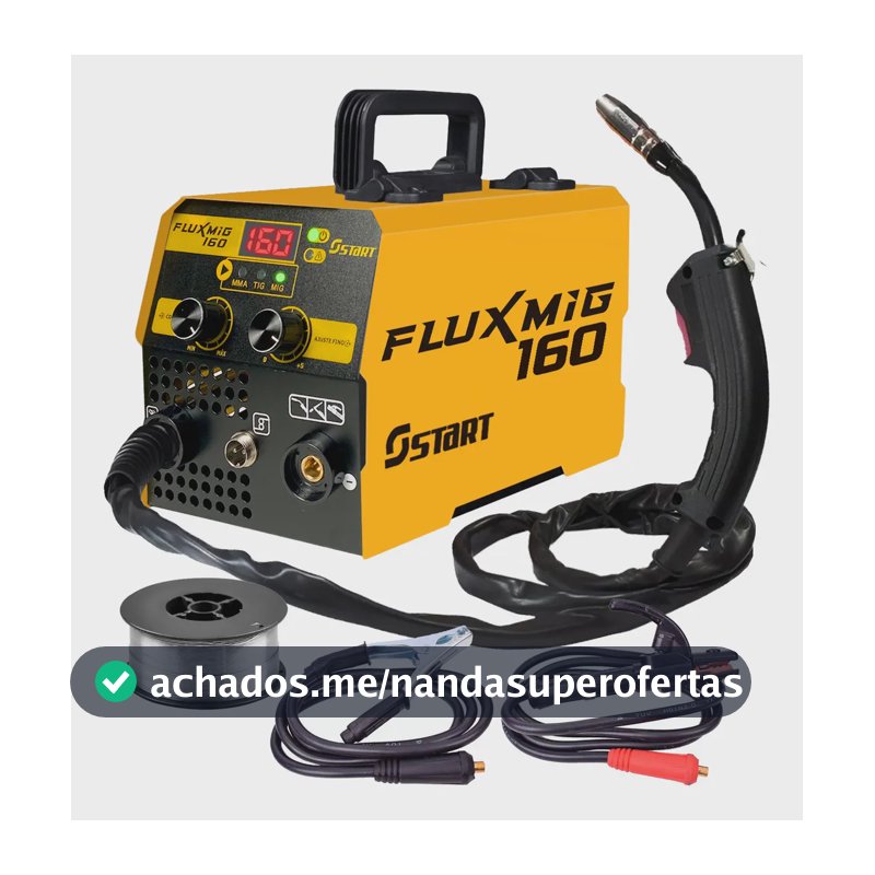 Máquina Inversora De Solda Multiprocessos 160a Digital 3 Em 1 Mig Tig Lift Mma Sem Gás Fluxmig 160 Start