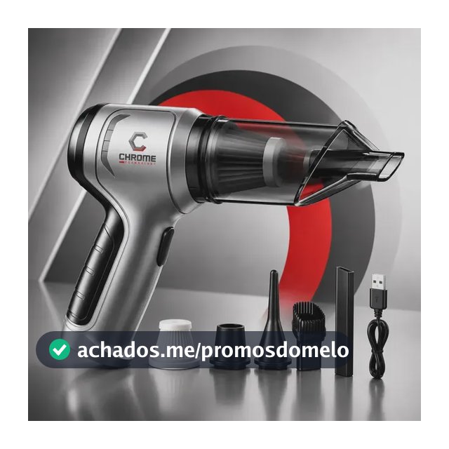 Mini Aspirador e Soprador Chrome Technology Portátil, Recarregável sem Fio para Carro e Casa